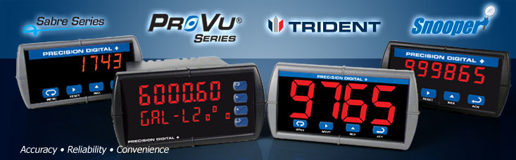 Precision Digital, Digital Panel Meters, loop-powered indicators, rate/totalizers, annunciators, temperature indicators